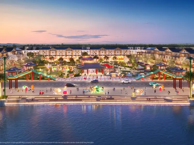 Phố lễ hội ven sông về đêm – Vinhomes Royal Island Vũ Yên, Hải Phòng
