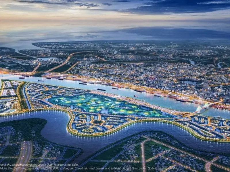 Toàn cảnh khu đô thị về đêm Khu Royal Riverside, Vinhomes Royal Island Vũ Yên, Hải Phòng